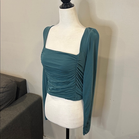 Wilfred Teal Ruched Lydia Long Sleeve Blouse - Picture 3 of 6